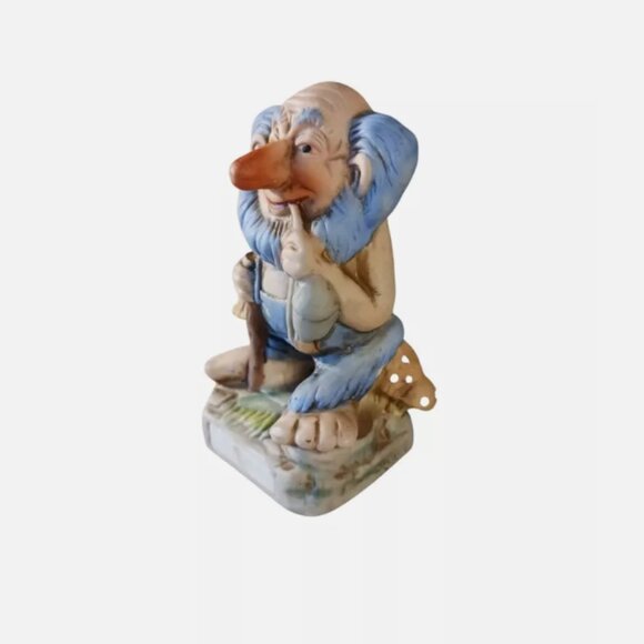 Vintage 1970s Garden Gnome Old Elf Pixie Ceramic Mold Cast Figure 4" Statue - Picture 3 of 10